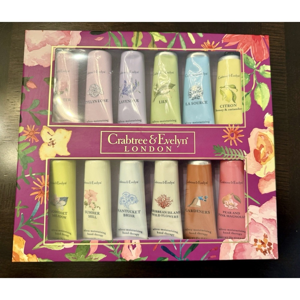 Crabtree & Evelyn 12-Piece Hand Therapy Sampler Set 12x25g Discontinued Scents‎